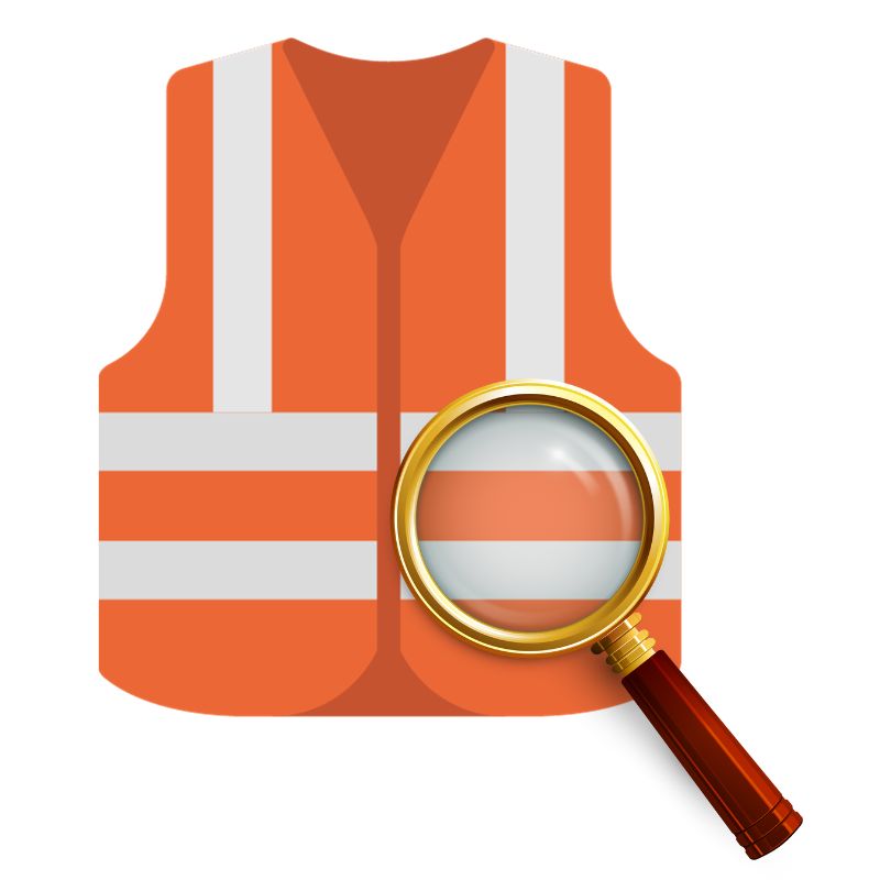 Hi-Vis Vest under magnifying glass